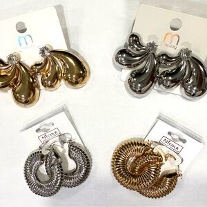 Gold and Silver Hoop Earrings Set